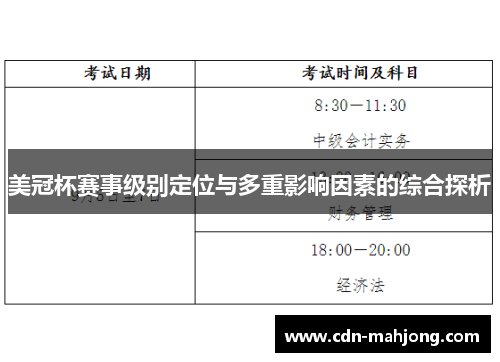 美冠杯赛事级别定位与多重影响因素的综合探析 美冠杯赛事级别定位与多重影响因素的综合探析